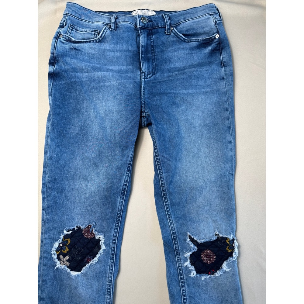 Free People Distressed Skinny Jeans w/ Quilted‎ Patch Knees Size W 31 Short